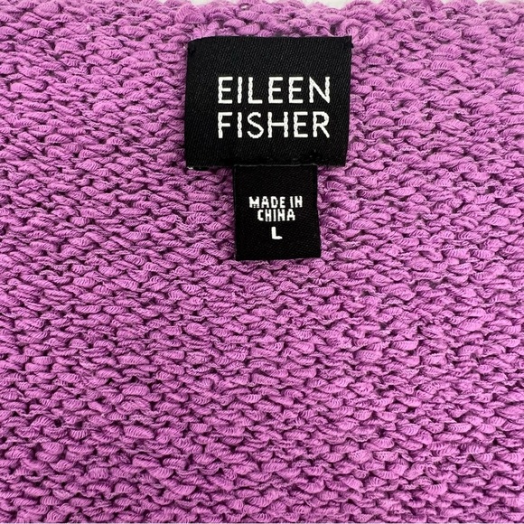 Eileen Fisher Purple Textured V-Neck Cotton Blend Sweater – Size L – Soft Knit - Picture 3 of 12